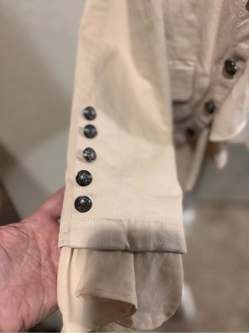 Free People Beige Layered Button-Front Blazer